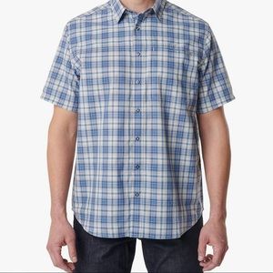 5.11 Tactical Men's Short Sleeve Button-Up Shirt | Size L | Baltic Blue Plaid